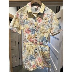 Billabong x Wrangler Women's Yellow Pink Blue Beach One-Piece Romper - Size M